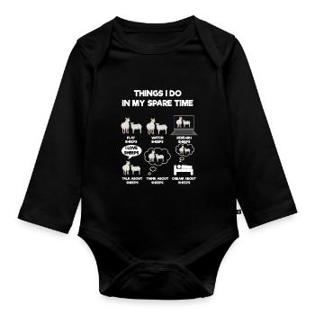 Sheep - Organic Longsleeve Baby Bodysuit - black - Front