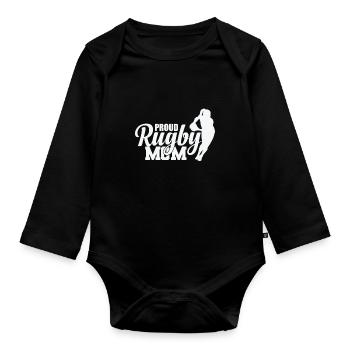 Proud Rugby Mom Football Sport Spieler - Baby Bio-Langarm-Body - Schwarz - Vorne