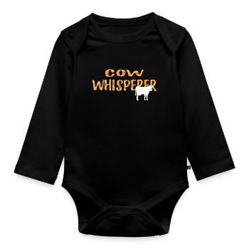 Cow Whisperer Graphic Tshirt - Organic Longsleeve Baby Bodysuit - black - Front