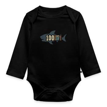 Jawsome Shark 100 jours d’école - Body Bébé bio manches longues - noir - Devant