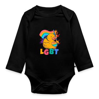 LGBT Bath Duckie Gay Pride Human Rights Lesbian Ru - Organic Longsleeve Baby Bodysuit - black - Front