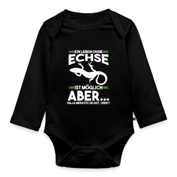 Terrarium Echse Echsen - Baby Bio-Langarm-Body - Schwarz - Vorne