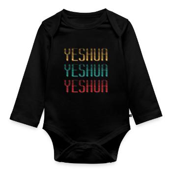 Jesus - Yeshua - Organic Longsleeve Baby Bodysuit - black - Front