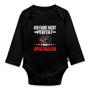 Ich fahre nicht perfekt aber spektakulär - Baby Bio-Langarm-Body - Schwarz - Vorne