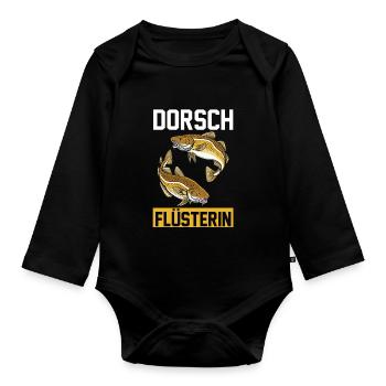 Angeln Anglerin Dorsch Fischer - Baby Bio-Langarm-Body - Schwarz - Vorne