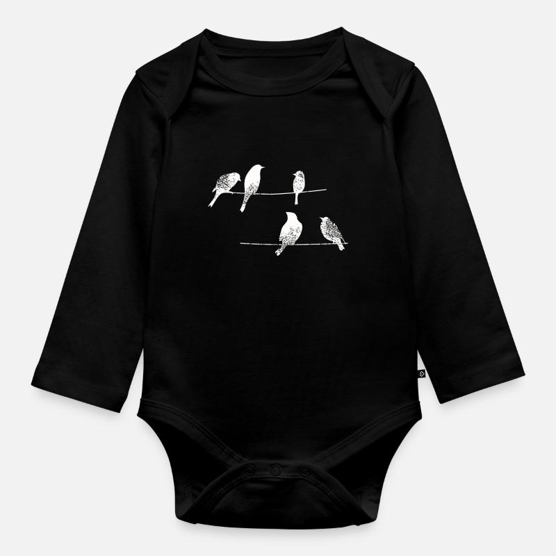 Oiseaux Oiseau - J’aime les oiseaux - Body Bébé bio manches longues - noir