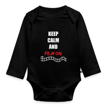 Keep Calm Film On Film Regisseur Kino Theater Film - Baby Bio-Langarm-Body - Schwarz - Vorne