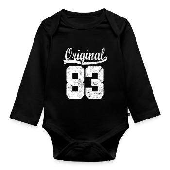 83 born Gift - Organic Longsleeve Baby Bodysuit - black - Front