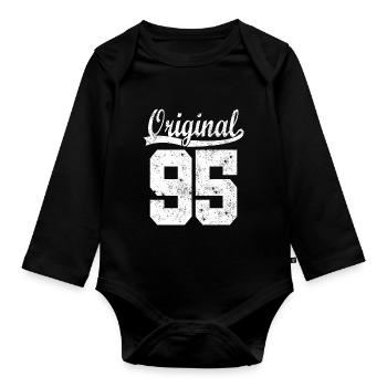 95 born Gift - Organic Longsleeve Baby Bodysuit - black - Front