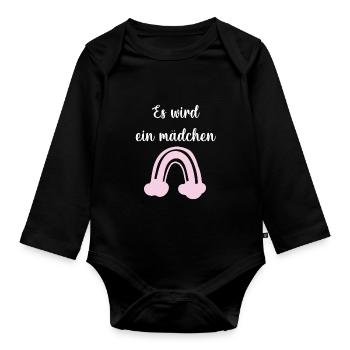Es wird ein Mädchen! - Baby Bio-Langarm-Body - Schwarz - Vorne