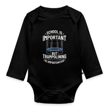 Trampoline Trampoline gymnastics Trampoline jumping - Organic Longsleeve Baby Bodysuit - black - Front