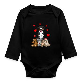 Appenzeller Sennenhund Kuscheltier Hund - Baby Bio-Langarm-Body - Schwarz - Vorne