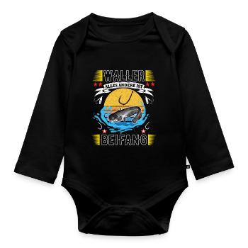 Zielfisch Wels - Waller, alles andere ist Beifang - Baby Bio-Langarm-Body - Schwarz - Vorne