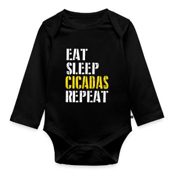eat sleep cicadas repeat for men - Baby Bio-Langarm-Body - Schwarz - Vorne