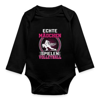Volleyball Sport Geschenk - Baby Bio-Langarm-Body - Schwarz - Vorne