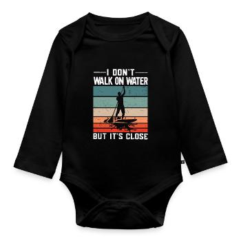 Stand Up Paddling Paddle Board SUP Board Spruch - Baby Bio-Langarm-Body - Schwarz - Vorne