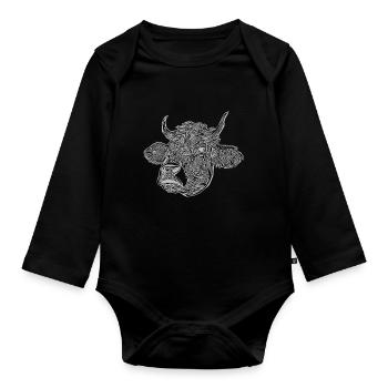 Cow Farm Farmer Imprint Animal motif printed - Organic Longsleeve Baby Bodysuit - black - Front