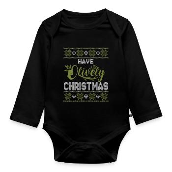 Olive Olive Tree Olive Oil Christmas - Organic Longsleeve Baby Bodysuit - black - Front