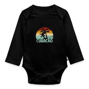 Curacao Caribbean Holiday Travel Souvenir Gift - Organic Longsleeve Baby Bodysuit - black - Front