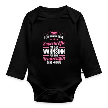 Trauzeugin - Baby Bio-Langarm-Body - Schwarz - Vorne