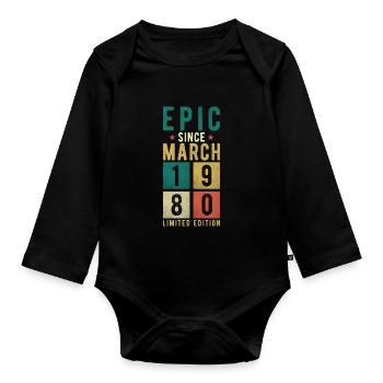 Anniversaire Mars 1980 - Body Bébé bio manches longues - noir - Devant