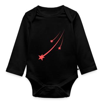 Star Orange Design - Organic Longsleeve Baby Bodysuit - black - Front