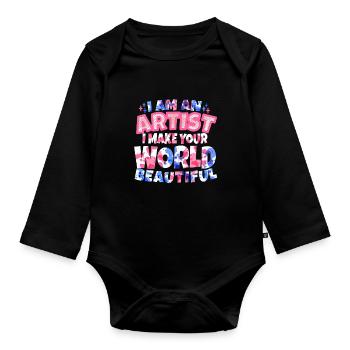 Künstler Malerei Maler Kunstfarbe Kunstlehrer - Baby Bio-Langarm-Body - Schwarz - Vorne