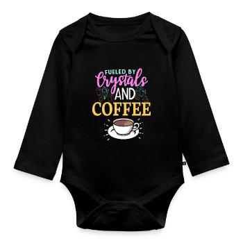 Crystal Healing Coffee Fan Kristalle Und Steine - Baby Bio-Langarm-Body - Schwarz - Vorne