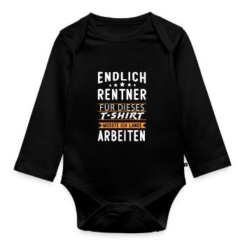 ENDLICH RENTNER - Baby Bio-Langarm-Body - Schwarz - Vorne