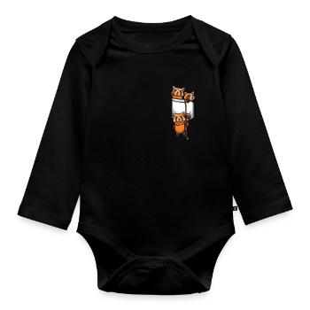 Roter Panda Kawaii - Baby Bio-Langarm-Body - Schwarz - Vorne
