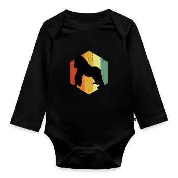 Distressed Gorilla Gorille Hexagon - Organic Longsleeve Baby Bodysuit - black - Front