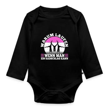 Warum Laufen wenn man ein Radschlag kann - Baby Bio-Langarm-Body - Schwarz - Vorne