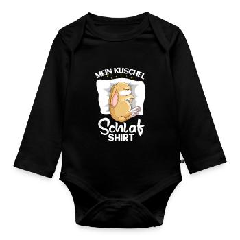 Kaninchen Hase Kuschel Schlafshirt - Baby Bio-Langarm-Body - Schwarz - Vorne