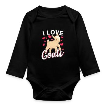 I love goat lovers domestic goat goat animal - Organic Longsleeve Baby Bodysuit - black - Front