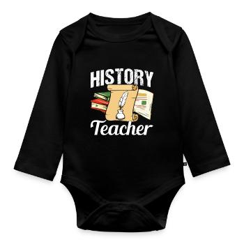 Professeur d’histoire Professeur d’histoire Professeur d’histoire - Body Bébé bio manches longues - noir - Devant