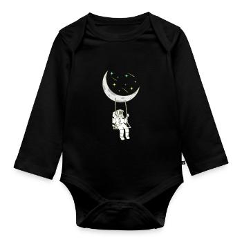 Space - Organic Longsleeve Baby Bodysuit - black - Front