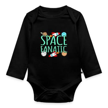 Space - Organic Longsleeve Baby Bodysuit - black - Front