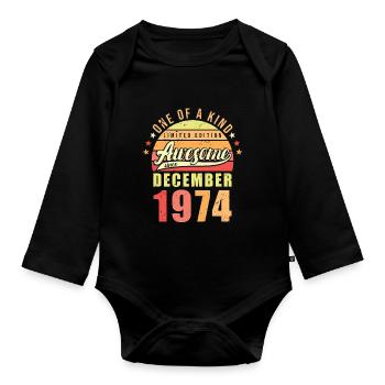 Geburtstag Dezember 1974 - Baby Bio-Langarm-Body - Schwarz - Vorne