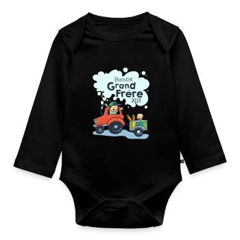 Soon Grand Frere Tractor 2023 - Organic Longsleeve Baby Bodysuit - black - Front