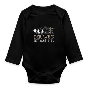 Buen Camino Alpenüberquerung Oberstdorf Meran E5 - Baby Bio-Langarm-Body - Schwarz - Vorne