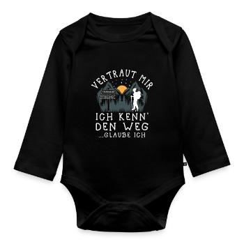 Alpenüberquerung Tegernsee Sterzing Pilgerweg - Baby Bio-Langarm-Body - Schwarz - Vorne