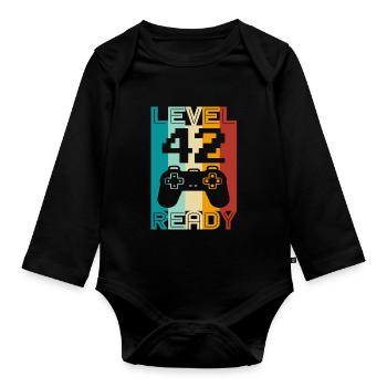 42. Geburtstag Gamer Geschenkidee Zocker 42 Jahre - Baby Bio-Langarm-Body - Schwarz - Vorne