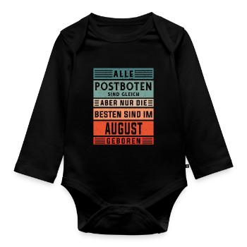 Postboten Geburtstag August geboren Postbote - Baby Bio-Langarm-Body - Schwarz - Vorne