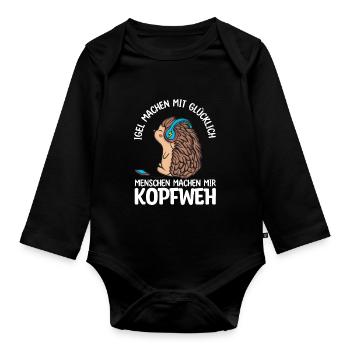 Igel - Baby Bio-Langarm-Body - Schwarz - Vorne