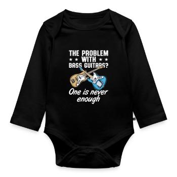 Bass Guitar Guitar - Organic Longsleeve Baby Bodysuit - black - Front