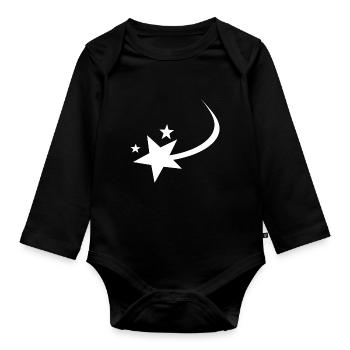Sternschnuppe Weiss - Baby Bio-Langarm-Body - Schwarz - Vorne