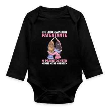 Patentochter Taufe Patenonkel Pate - Baby Bio-Langarm-Body - Schwarz - Vorne