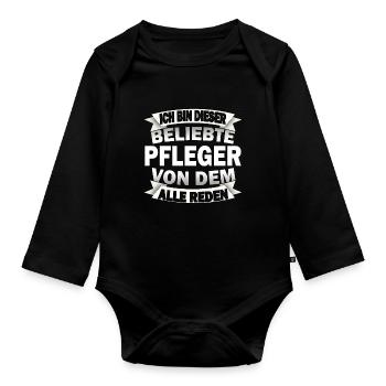 Lustige Pfleger Spruch Krankenpfleger Altenpfleger - Baby Bio-Langarm-Body - Schwarz - Vorne