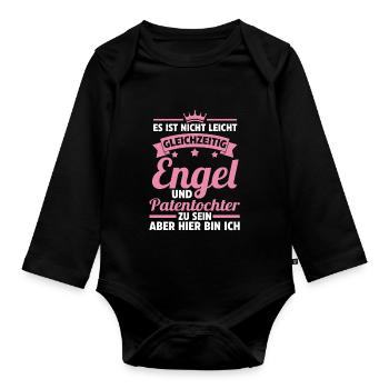 Patenkind Patentochter - Baby Bio-Langarm-Body - Schwarz - Vorne