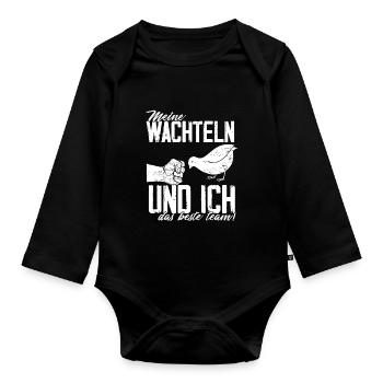Meine Wachteln und ich - Das Beste Team! Wachtelha - Baby Bio-Langarm-Body - Schwarz - Vorne